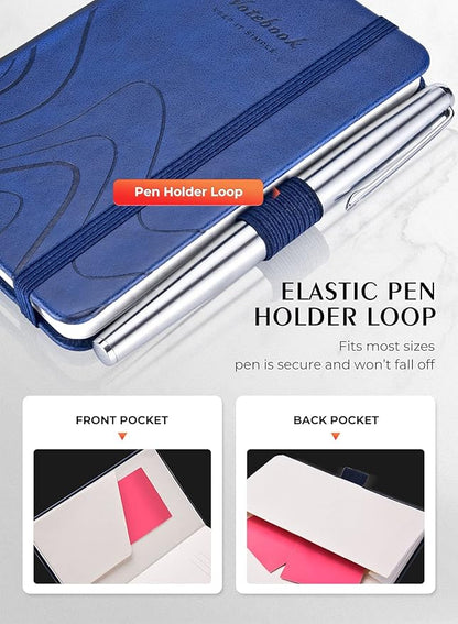 AISBUGUR Pocket Notebook, Small Notebook, 2-Pack Total 320 Pages,3.7" x 5.7" Pocket Notebook (2 Pack, Dark Blue)