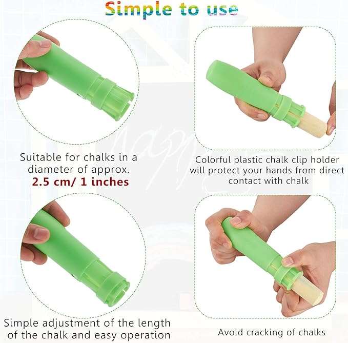 Sidewalk Chalk Holders Railroad Chalk Holder Jumbo Plastic Adjustable Clip for Kids Teachers Students Office or Classroom(15 Pieces)