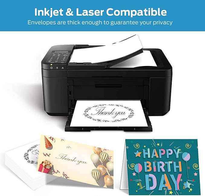 Blank White Cards and Envelopes 100 Pack, Ohuhu 4 x 6 Heavyweight Folded Cardstock and A4 Envelopes for DIY Greeting Cards, Wedding, Birthday, Invitations, Thank You Cards & All Occasion