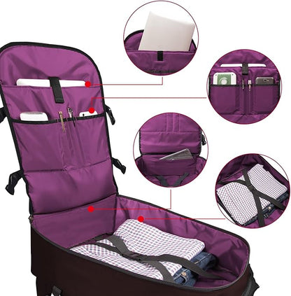 Travel Backpack 17L Lightweight Casual Small Carry-on Daypack 15-inch Laptop Notebook, Underseat Overnight Weekender, Brown