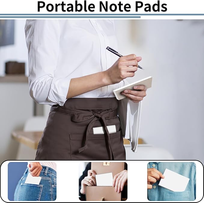 Note Pads 3x5 In, 8 Pack Blank Notepad, White Scratch Pads for Writing, 50 Sheets Per Memo Pad for Jotting Down Quick Notes, Pads of Paper for Grocery and Shopping Lists, Small Server Notebook