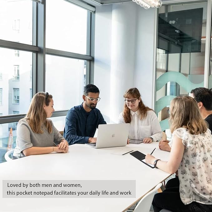 Xhwykzz 7 Pieces Small Notepads Holder Set, Pocket Notebook with pen, Included 5 Pieces Refills 3 x 5 Inch, 30 Lined Paper Per Note Pad (Black)