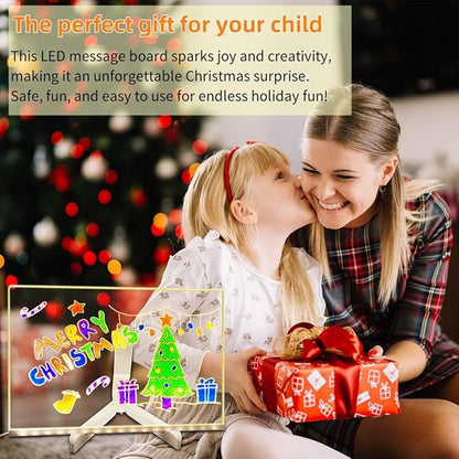 Acrylic Led Dry Erase Board - Creative Rewritable Message Board - Led Color Note Board with Stand - Light up Led Acrylic Message Board as a Glow Memo Board Note with 7 Pen - Free Eraser Easy to Clean