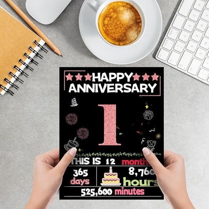 Joycard 1th Anniversary Card for Women, Paper Wedding Card for Wife, Sweet Marriage Decorations Gifts for Couple, Perfect for Her on Anniversary Day, Back in 2024