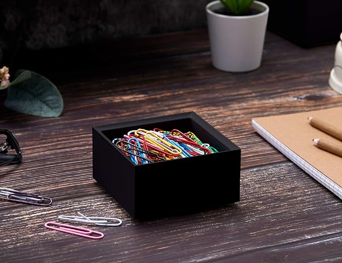 Bostitch Office Konnect Desk Organizer Accessory Tray & Storage Cup Bundle, Stacks for Desktop Storage,Makeup Organization, Black