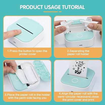 6 Rolls Mini Printer Sticker Thermal Paper Compatible M02/T02, White Self-adhesive paper 53x28mm, Mini Photo Printer Sticker to Print Photo, Note, Journal, Memo