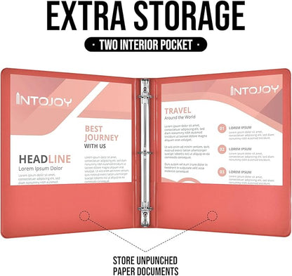 3 Ring Binder 1 Inch, IntoJoy 6 Pack Clear View 3 Hole Binder PVC-Free Fits 8.5x11 Inch Paper Flexible Round Ring Binders for School Office Home Binder Supplies (Orange)