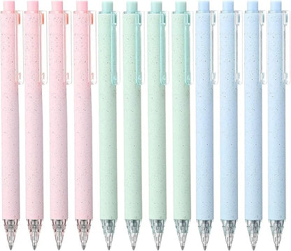 12 Pack Cute Pink Pens Black Ink for Note Taking Writing Retractable Gel Pen Pretty Quick Drying Ink 0.5mm Ballpoint Fine point Pretty Premium Office Students School Art Supplies (Mixed)