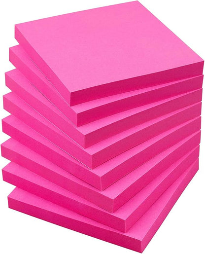 Sticky Notes 3x3 Self-Stick Notes Bright Colors Sticky Notes 8 Pads 80 Sheet/Pad (Rose Red)