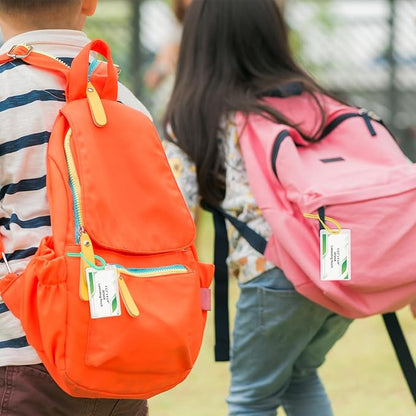 100 Pack 5 Mil Laminating Pouch with Colorful Loop 2 1/2" x 4 1/4" Luggage Tag Laminating Pouches with Slot Hole Thermal Laminate Pouch Tags Kit Resealable for Work Permits Pass Cards Student ID Cards