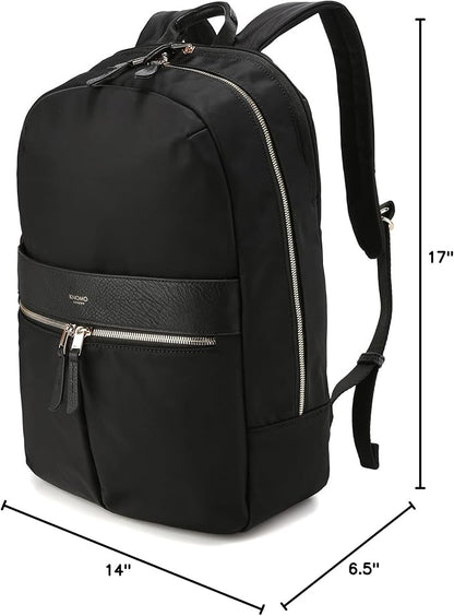 KNOMO Beaufort 15.6" Laptop Backpack Work Bag Purse for Women Large Travel Rucksack with Golden Zip, Black