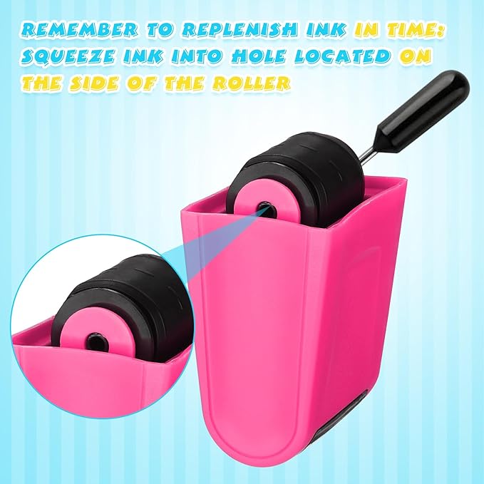 Sherr 2 Handwriting Line Stamp Roller Dashed Handwriting Lines Practice Roller Stamp for Kids, Teachers Kindergarten Education Classroom Back to School Need(2.72 x 2.44 x 1.54 Inch,Blue, Pink)