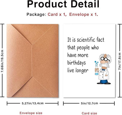 Funny Birthday Card For Old Men or Women, Humorous Greeting Card for Him or Her, 5x7 inches, Modern Style, Unisex-Adults