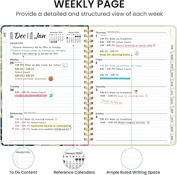 2026 Planner, Aesthetic Weekly and Monthly Planner for Women, Jan 2026 to Dec 2026, Hardcover 2026 Calendar Book with Monthly Tabs, Inner Pocket, Perfect for Office Home School - A4 (8.5" x 11"), Monstera