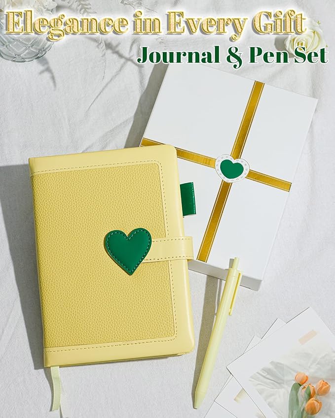 Journal for Women and Girls with Heart Buckle, 240 Pages Girls Diary Journal with Pen for Writing, Cute Daily Writing Journals for Women, B6 Pretty Journaling Hardcover Notebooks (Melon Yellow)