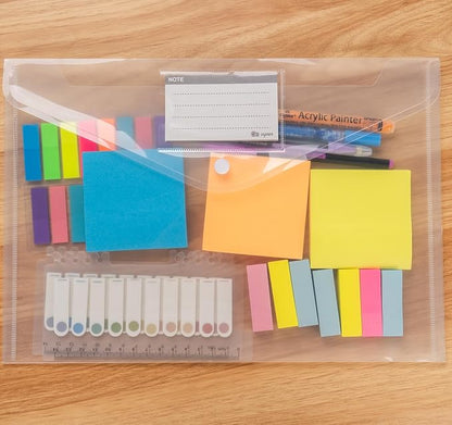 48pcs Plastic Envelopes A4,Letter Size Poly Envelopes with Snap Button,Waterproof Document File Folders with Label Pocket,Document Folders for Office Supplies,School,Home Organization(Transparent)