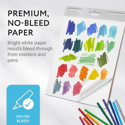 IMPRESA Large Sticky Easel Pads - 5 Pack (30 Sheets Per Pad) - Flip Charts for Classroom and Office - Sticks onto Walls and Whiteboards - White Premium Paper - No Residue (150 Sheets Total)