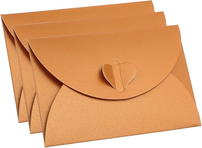 PATIKIL Gift Card Envelopes, 12 Pack Heart Shaped Clasp Small Gift Cards Holder Mini Envelope for Birthdays Weddings, Orange