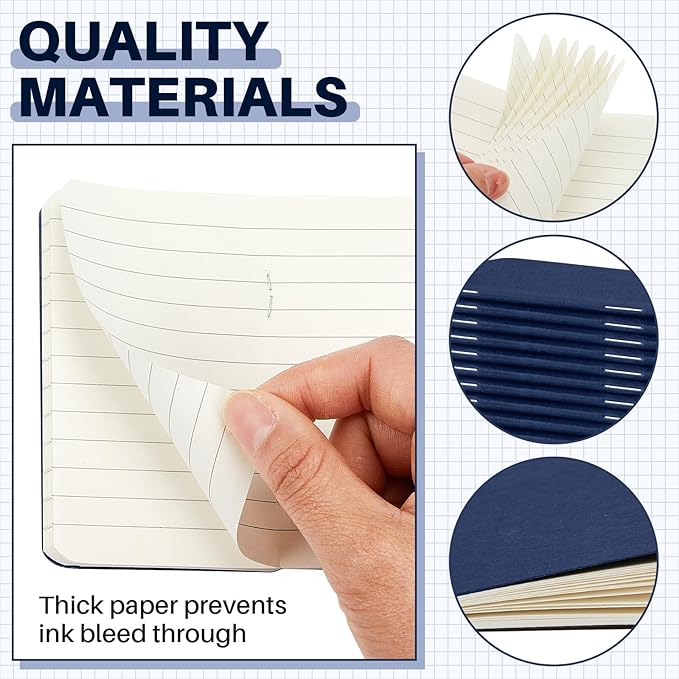 Outus 15 Pcs Mini Pocket Notebook 2.5" x 4" Small Journal Kraft Paper Notepads Bulk Softcover Pocket Notepad Memo Diary Subject Notebooks for Traveler Worker(Blue,Lined Style)