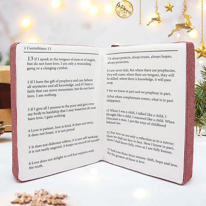 Bible Pillow Book Plush That Opens Christian Holy Bible Stuff Religious Party Favors Gifts for Kids for Christening Easter (Red)