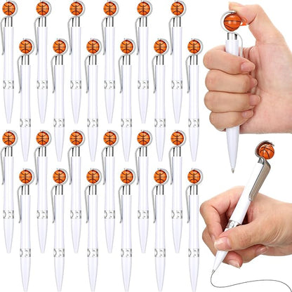 Zhanmai 24 Pcs Novelty Basketball Pens Sports Ballpoint Pens Basketball Party Favors Desk Cool Writing Tool for Students Supplies Stationery School Office Decor(White,Basketball)