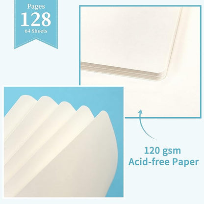 Blank Journal/Notebook - Classic Notebook/Journal with Ribbon Divider, Hardcover with Thick Paper, 5.3'' x 8.26'', Banded + Pen Holder +Inner Pocket - Light Blue