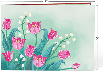 Love You Mom Pop Up Card, Flower, Heart Shaped Symbol, Gift For Birthday, Mothers Day, Anniversary, Valentines Day, Mom, Godmother, Mother in Law, 5x7 - Includes Envelope And Message Note