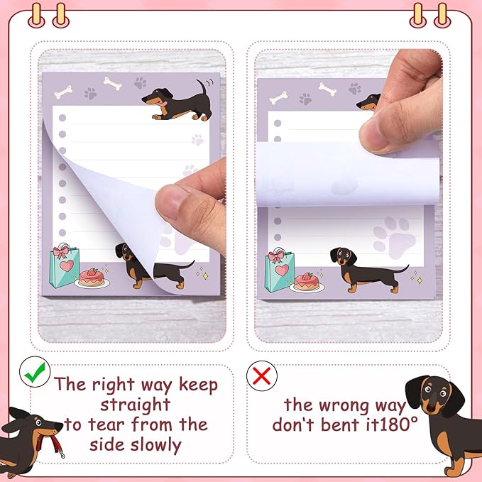 Sabary 9 Pads Sticky Notes 3.15 x 3.94 Inches Cute Self Sticky Note Pads Colored Adhesive Notepad for Memo Reminder Journal Studying Office Home Gift(Dachshund)