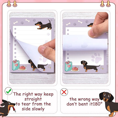 Sabary 9 Pads Sticky Notes 3.15 x 3.94 Inches Cute Self Sticky Note Pads Colored Adhesive Notepad for Memo Reminder Journal Studying Office Home Gift(Dachshund)