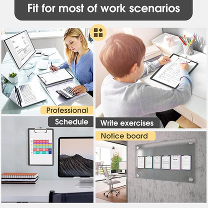 Plastic Clipboards, A4 Grey Clip Board 8.5x11 for Classroom, Students, Kid, Woman, Size 9" x 12.5" with Low Profile Clip, Office & School Supply