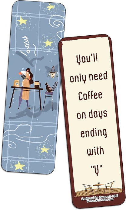 Creanoso Funny Barista Quotes Bookmarks (5-Sets X 6 Cards) – Daily Inspirational Card Set – Interesting Book Page Clippers – Great Gifts for Adults and Professionals