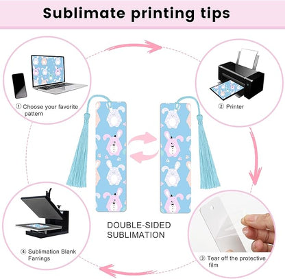 40Pcs Heat Transfer Sublimation Blank Metal Bookmark, Aluminum DIY Bookmarks with Colorful Tassels for Keychains Craft Projects Birthday Present Tags