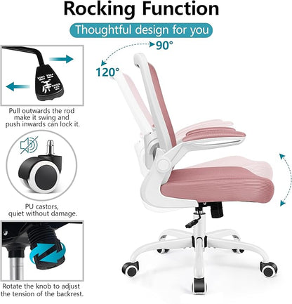 FelixKing Office Chair, Ergonomic Desk Chair Breathable Mesh Chair with Adjustable High Back Lumbar Support Flip-up Armrests, Executive Rolling Swivel Comfy Task Computer Chair for Home Office