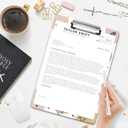 WAVEYU Cute Hardboard Clipboard for Women Men, Clipboard with Low Profile Clip for School and Office Use,12.5"x 9"-Live Everyday with Intention