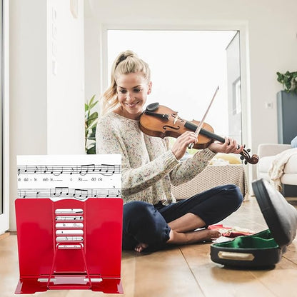 Full Red Metal Book Stand - Adjustable Book Holder for Reading