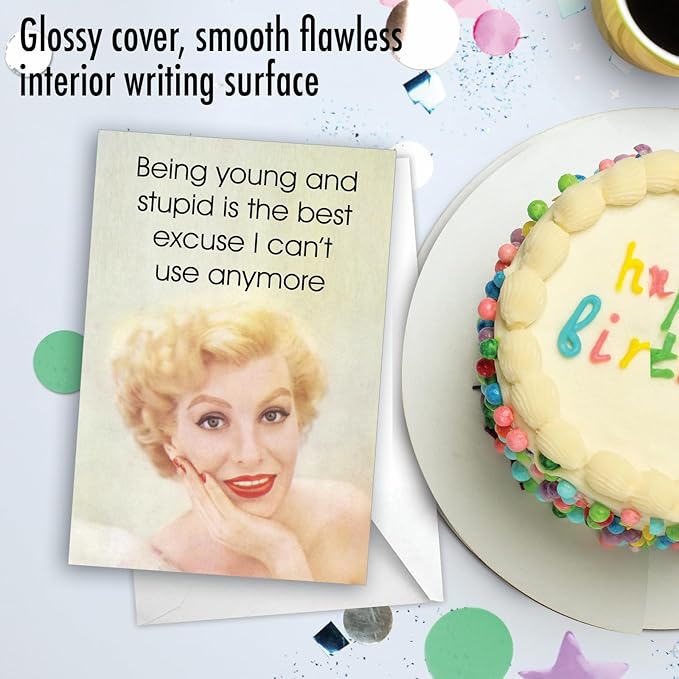 NobleWorks - Humorous Birthday Greeting Card with 5 x 7 Inch Envelope (1 Card) Bday Best Excuse C3652BDG