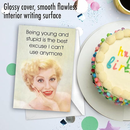 NobleWorks - Humorous Birthday Greeting Card with 5 x 7 Inch Envelope (1 Card) Bday Best Excuse C3652BDG