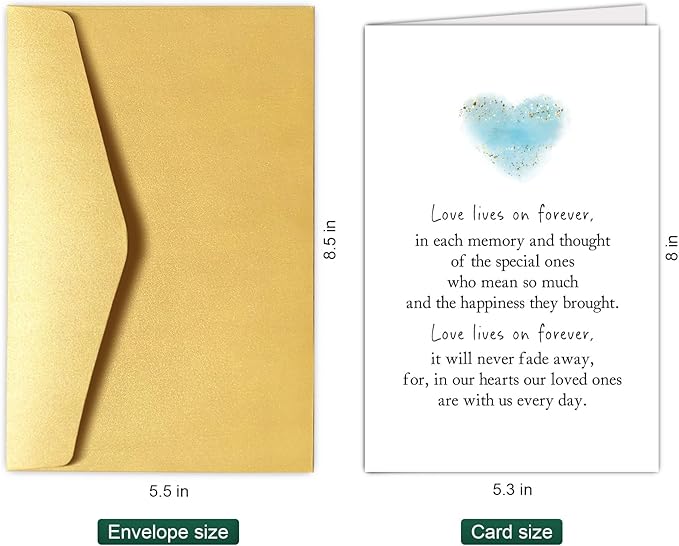 Sympathy Card, Bereavement Card, Condolence Card, Sorry for Your Loss Card, Thinking of You Card, Sympathy Card for Loss of Pet or Loved One, Love Lives On Forever Poem Card