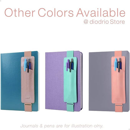 Adjustable Elastic Band Pen Holder, Pencil Holder, Pen Sleeve Pouch for Hardcover Journals, Notebooks, Planners, Binders, Fit Notebooks from 8" to 11” in Height, PU Leather, Detachable, Mint