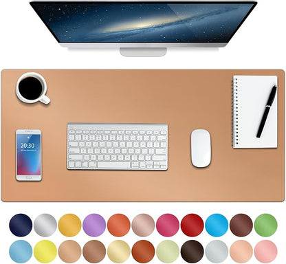 Boutilon Leather Desk Pad 30" x14",Non-Slip Mouse Pad,Office Desk Mat,Waterprooft PU Leather Desk Blotter,Desk Pad Protector,Desk Writing Pad for Home Office Decor (M-Orange Pink)