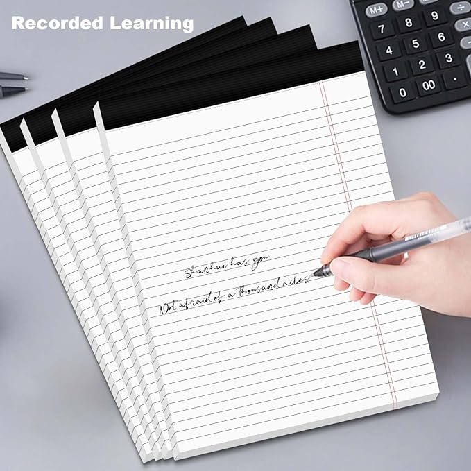 Legal Pads 8.5 x 11 Note Pads 8.5 x 11 Wide Ruled Notepad Lined Paper Writing Pads for Home, School, Office Use, 80gsm Perforated Legal Pad - Sturdy Cardboard Backing Support, 6 Pack (30 Sheets/Pad)