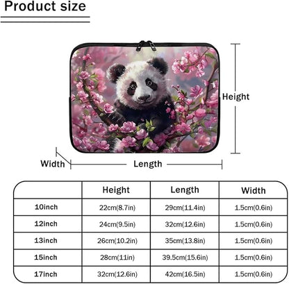 Cherry Blossom Panda Printed Laptop Bag for Women Men, Protective 10 Inch Computer Laptop Carrying Cover Laptop Sleeve Computer Bag with Zipper, Compatible with Most Laptop Computers