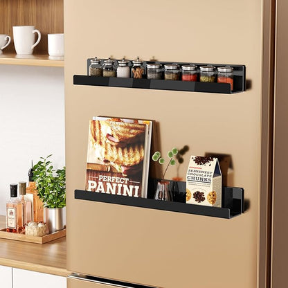 Carmanon Magnetic Book Shelf for Whiteboard, Reusable Acrylic Book Display Shelf with Strong Adsorption Capacity, Magnetic Book Holder for Classroom Refrigerator Office Teacher Kids, Black