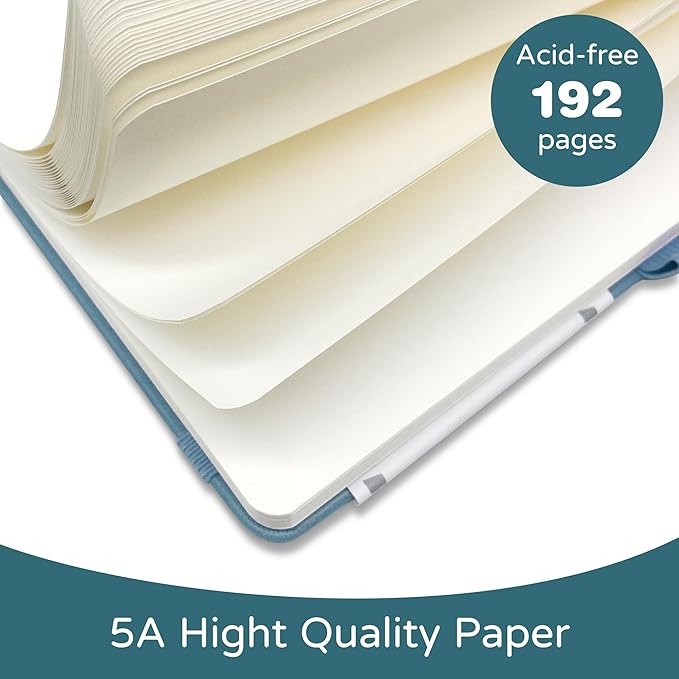 Blank Journal Notebook, A5, 192 Pages 100 GSM Thick Sketch Book for Women Men, Hardcover Leather Unlined Journaling for Work, Notebooks for Writing, 5.8 inches x 8.5 inches (Green)