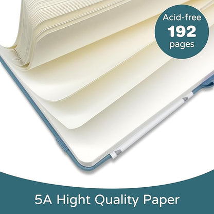 Blank Journal Notebook, A5, 192 Pages 100 GSM Thick Sketch Book for Women Men, Hardcover Leather Unlined Journaling for Work, Notebooks for Writing, 5.8 inches x 8.5 inches (Green)