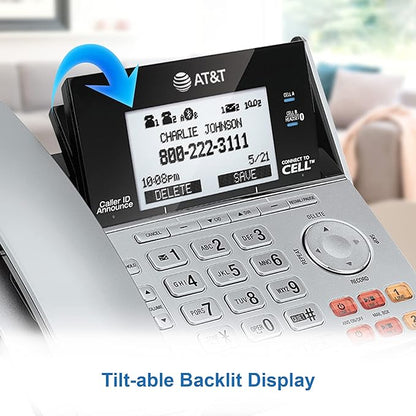 AT&T TL86103 2-Line Corded/Cordless for Small Business with Answering Machine, 2-Mailboxes, Connect-to-Cell, Caller ID Announcer, Intercom, Line-Power, Long Range & Expandable to 12 Handsets