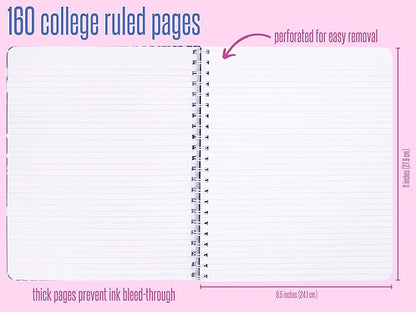 Lilly Pulitzer Large Hardcover Spiral Notebook, 11" x 9.5" with 160 College Ruled Pages, Aquadesiac