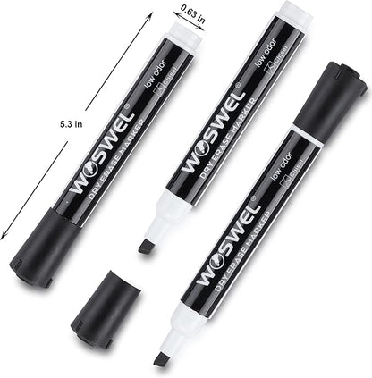 Dry Erase Markers, 60 Bulk Pack, Black Chisel Tip Whiteboard Markers, Chisel Point Low Odor Dry Erase Markers