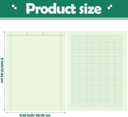 Seajan 2 Pcs Engineering Computation Pad Engineer Pad 8.5 x 11 Inches Engineering Notebook Graph Paper Notebook, 5 Squares Per Inch Evidence Engineering Pad, 100 Sheets/Pack (Green)