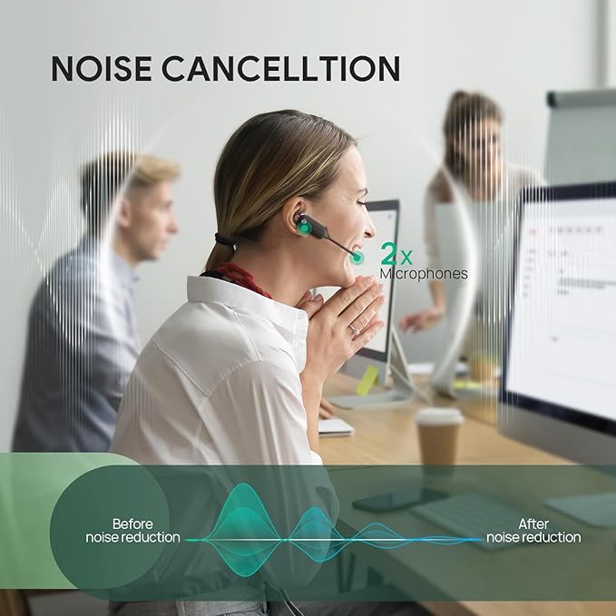 Yealink Wireless DECT Headset WH67,Office Single Ear (Mono) Bluetooth Headset to Desk Phone,Cell Phone and PC,Compatible with Zoom,RingCentral,8X8, Avaya,8H Talktime,394 ft Range